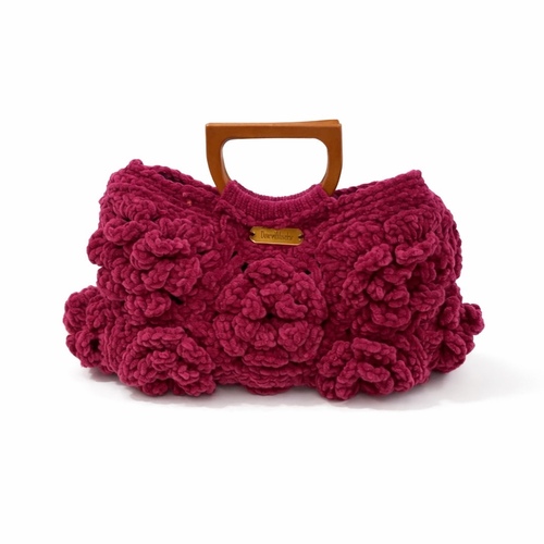 Velvet Crochet Flower Bag