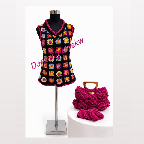Luxury Handmade Crochet Vest & Bag Set