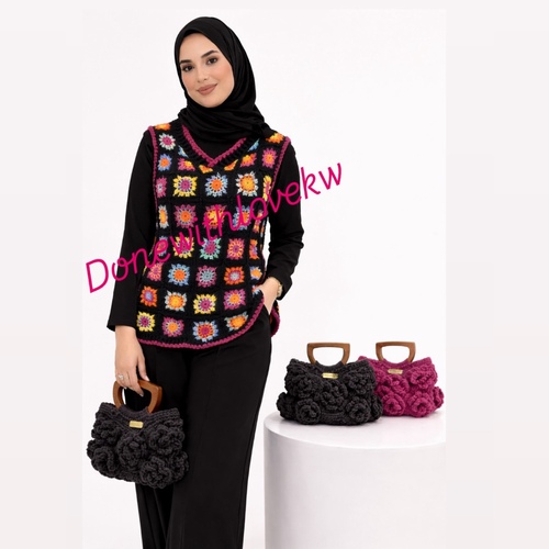 Luxury Handmade Crochet Vest & Bag Set