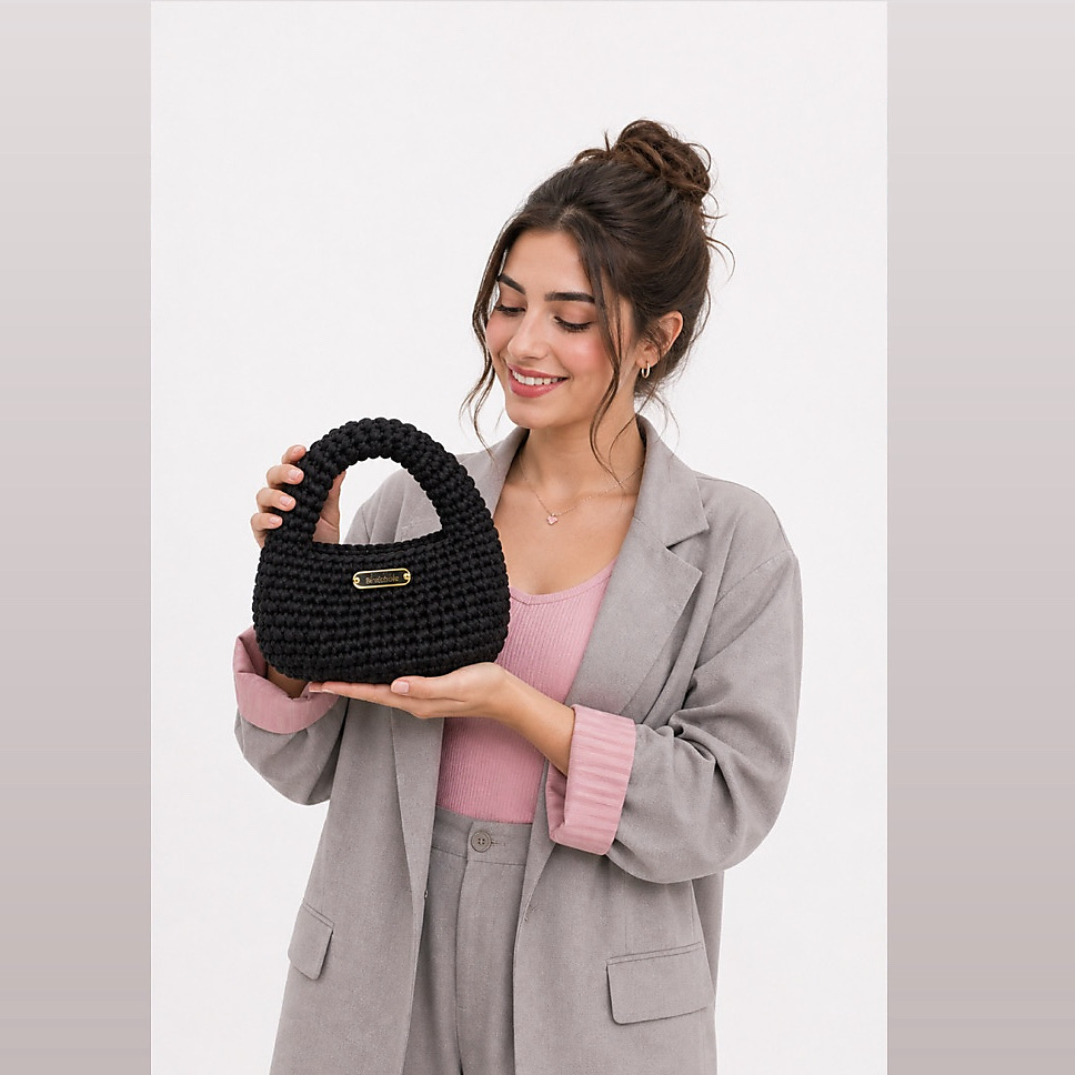 Midnight Luxe Crochet Handbag🖤