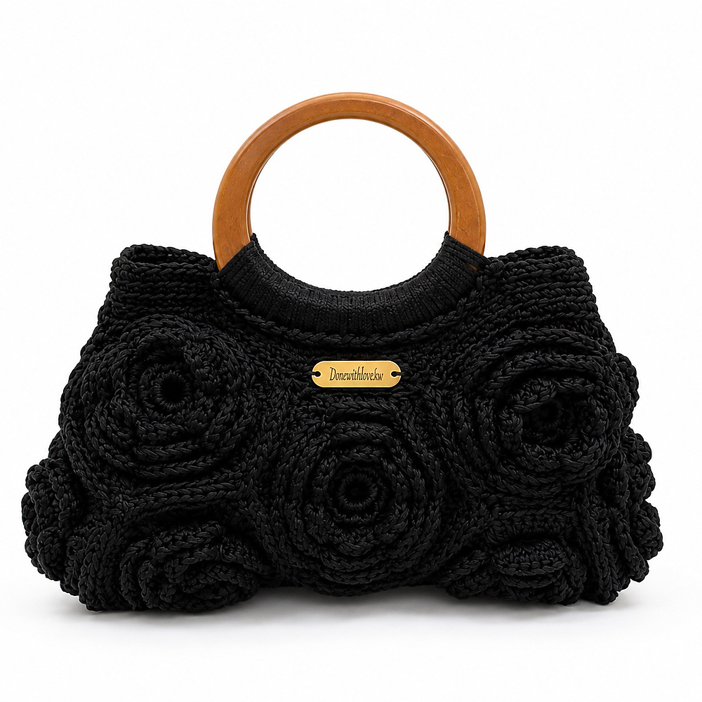 Classic Crochet Rose Bag