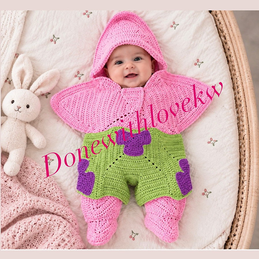 Crochet Baby Swaddle – Inspired by Patrick Star 🧶💗