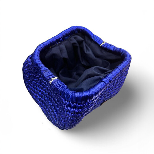 Navy blue crochet clutch bag
