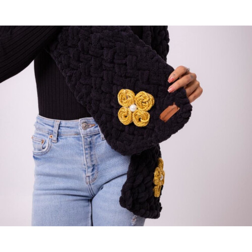 Black Winter Warm Soft Scarf