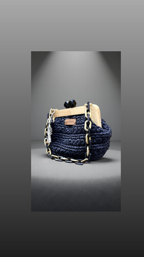 Luxury black leather crochet bag