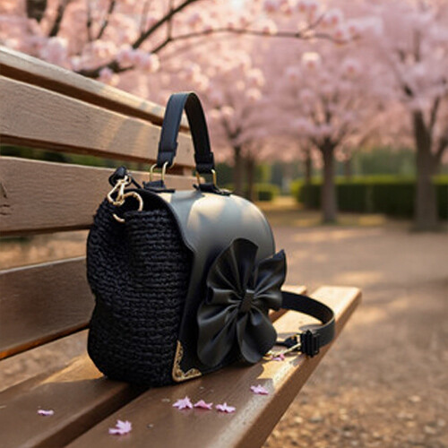 Crochet leather bag (black)