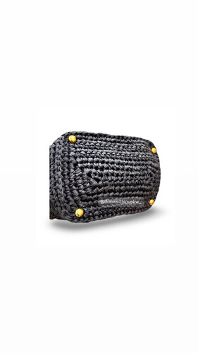 Luxury black leather crochet bag