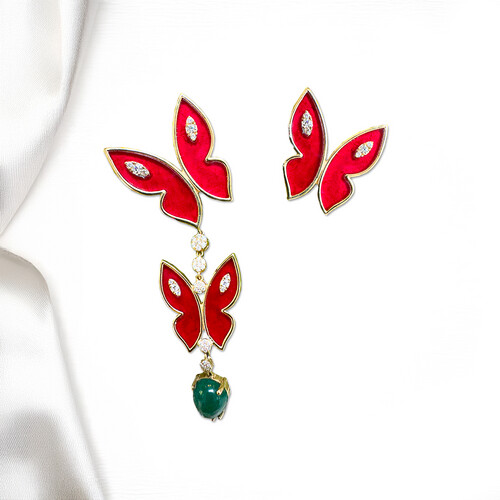 Red Coral Farfalla Earrings