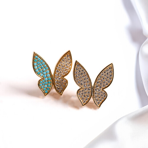 Diamond and Turquoise Farfalla Earrings