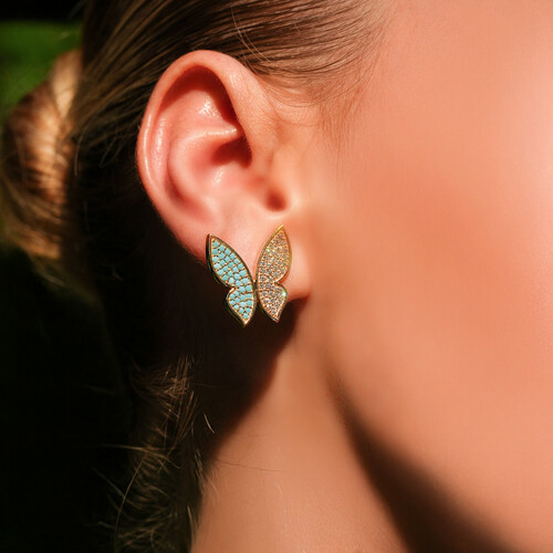 Diamond and Turquoise Farfalla Earrings
