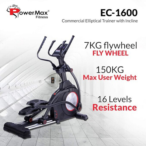 PowerMax Fitness EC-1600 Commercial Elliptical Cross Trainer with Slline مصمم لصالة الألعاب الرياضية
