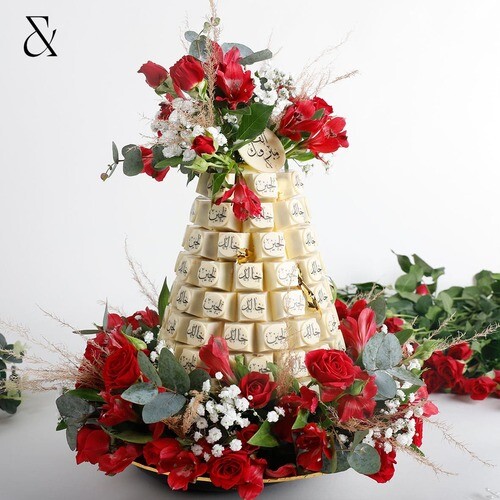 Red rose chocolate tower