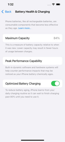 آيفون 14 – 128GB – بنفسجي – نسبة البطارية 84%