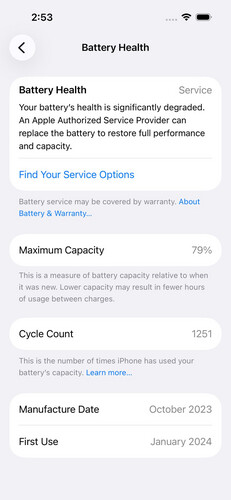 ايفون 15 – 128 جيجا – أزرق بطارية 79% مستعمل كالجديد