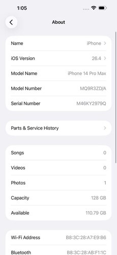 ايفون 14 برو ماكس – 128 جيجا – ذهبي بطارية 79% مستعمل كالجديد