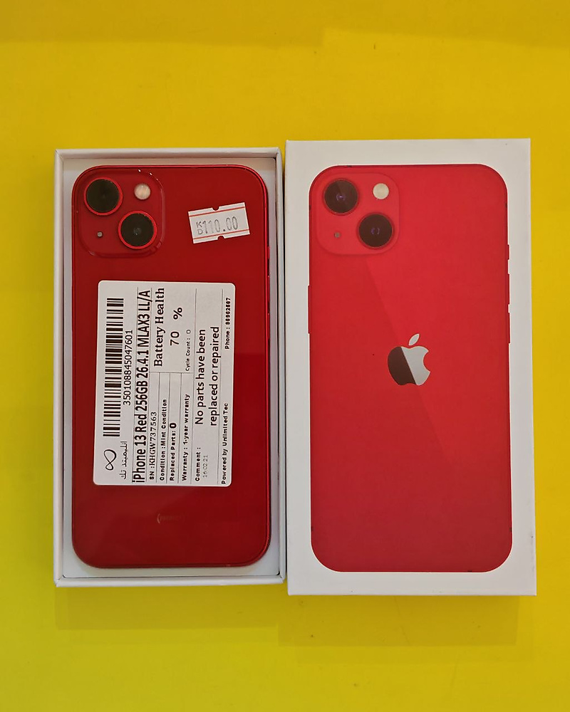 iPhone 13 256GB Red – Battery 70% Used Like New