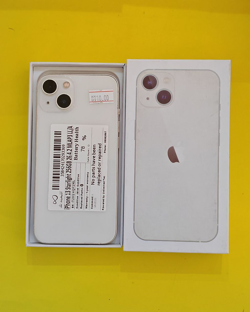 iPhone 13 256GB Starlight – Battery 78% Used Like New