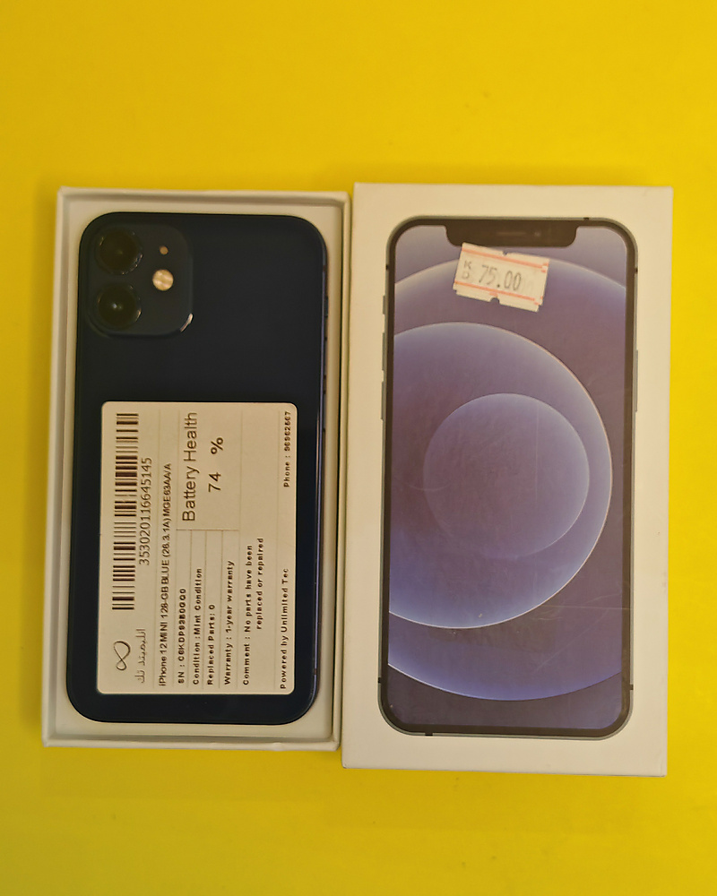 iPhone 12 mini 128GB Blue – Battery 74% Used Like New