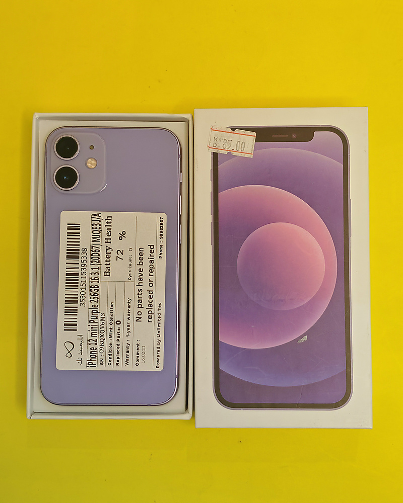 iPhone 12 mini 256GB Purple – Battery 72% Used Like New