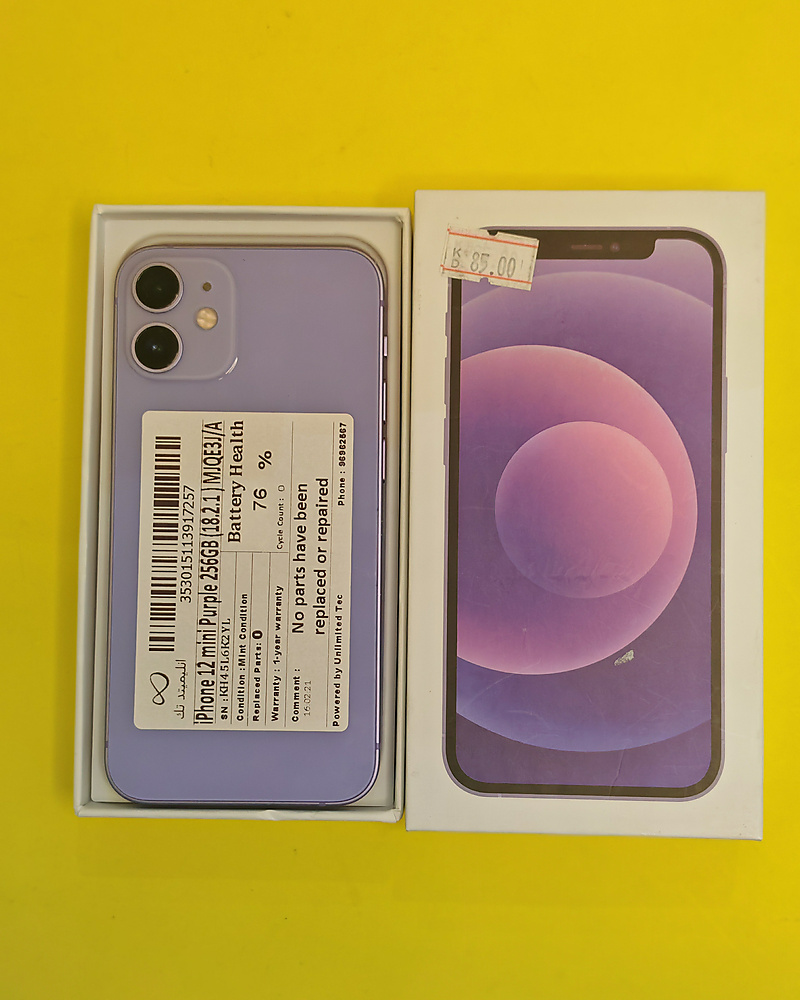 iPhone 12 mini 256GB Purple – Battery 76% Used Like New