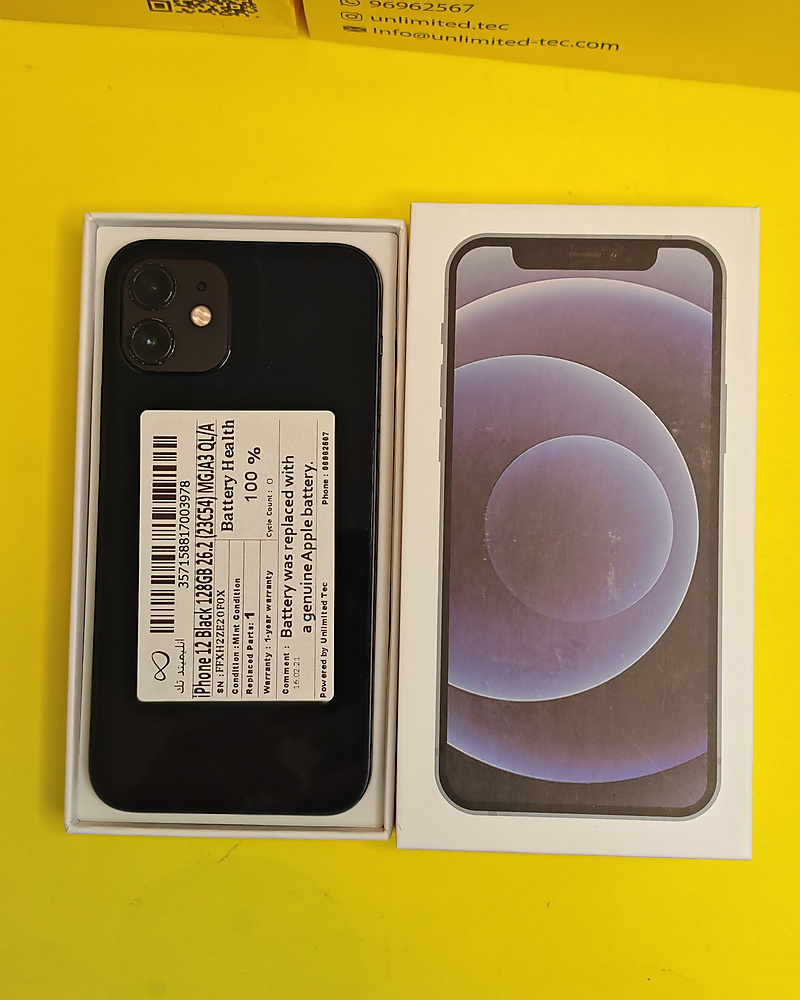 iPhone 12 128GB Black – Battery 100% Used Like New