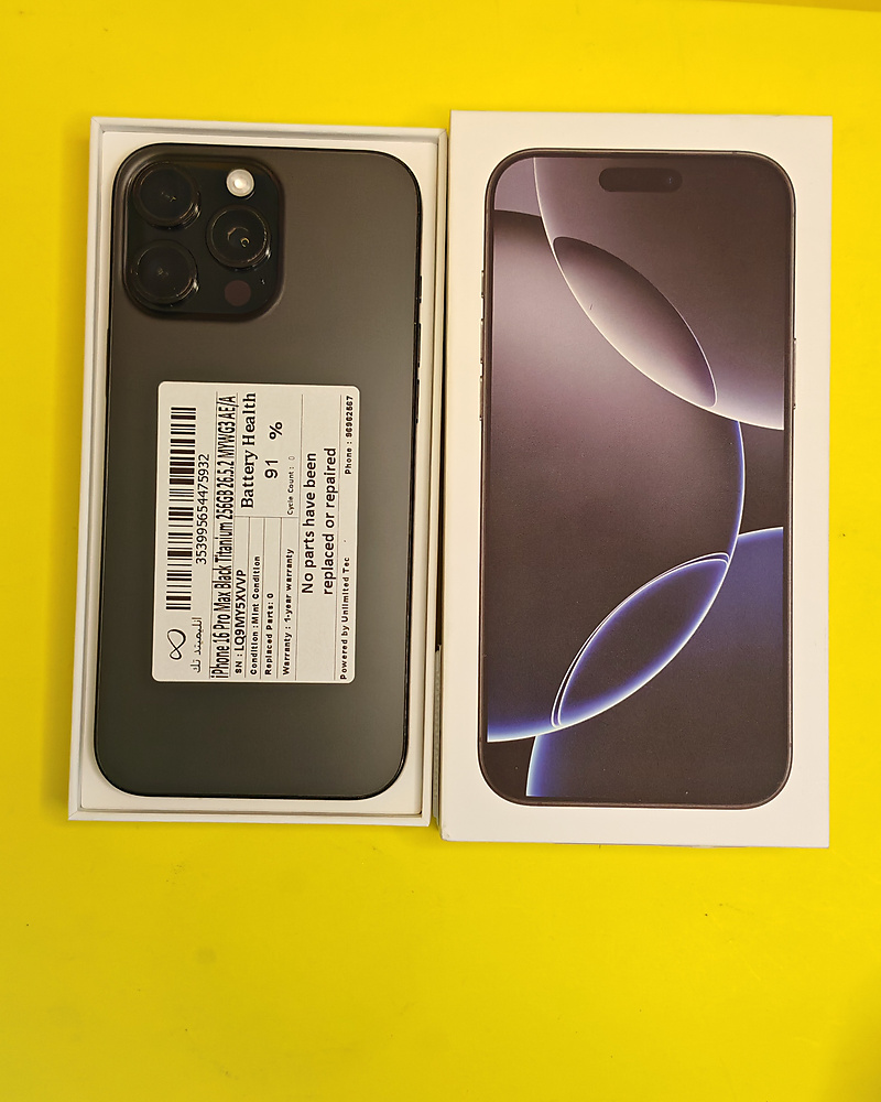 iPhone 16 Pro Max 256GB Black Titanium – Battery 91% Used Clean