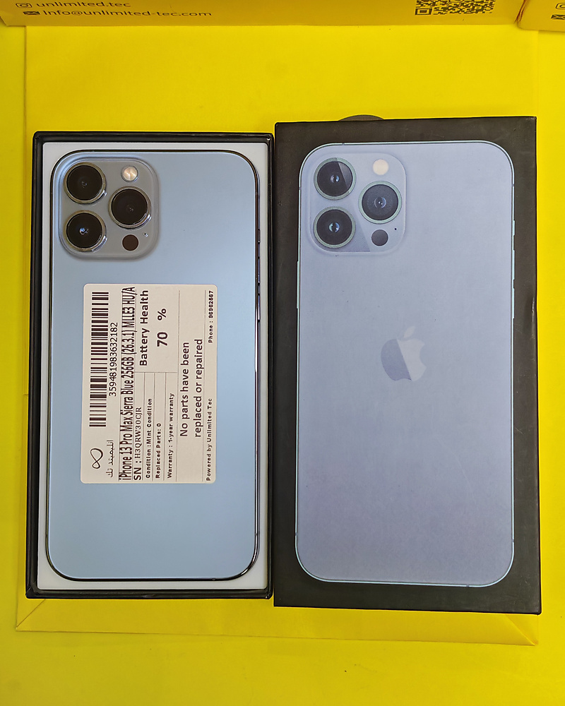 iPhone 13 Pro Max 256GB Sierra Blue – Battery 70% With Box Used Like New