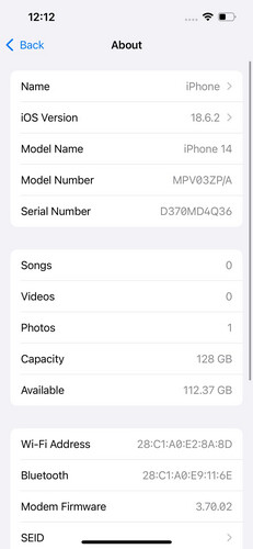 ايفون 14 128 جيجابايت بنفسجي – مستعمل كالجديد بطارية 85%