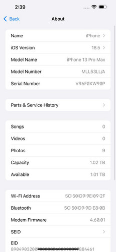 ايفون 13 برو ماكس – 1 تيرا بايت – أزرق – شاشة أصلية تبديل أبل 85%