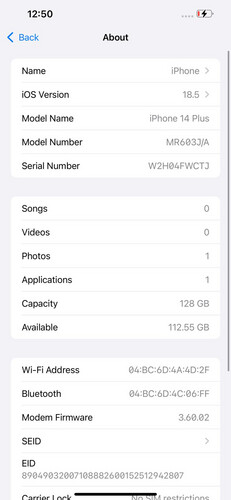 ايفون 14 بلس – 128 جيجا – أصفر – نسبة البطارية 86% مستعمل كالجديد