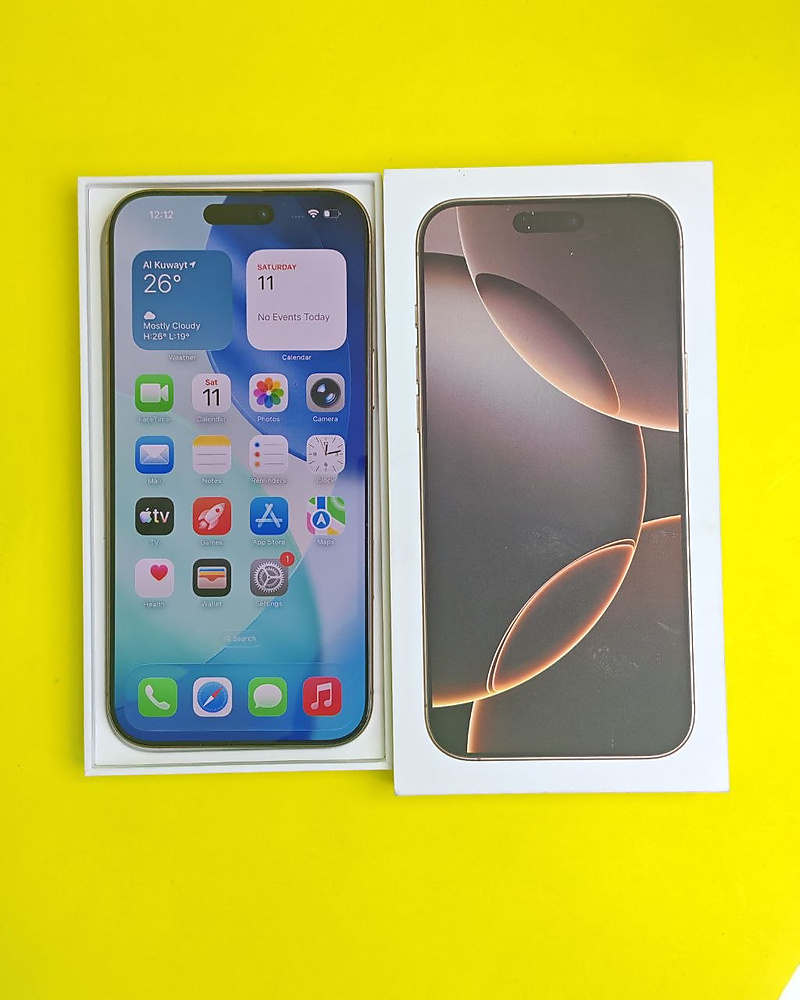 ايفون 16 برو ماكس – 512 جيجا – تيتانيوم صحراوي بطارية 95% مستعمل كالجديد