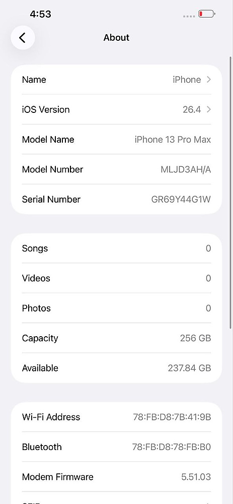 ايفون 13 برو ماكس – 256 جيجا – أزرق بطارية 100% مستعمل نظيف