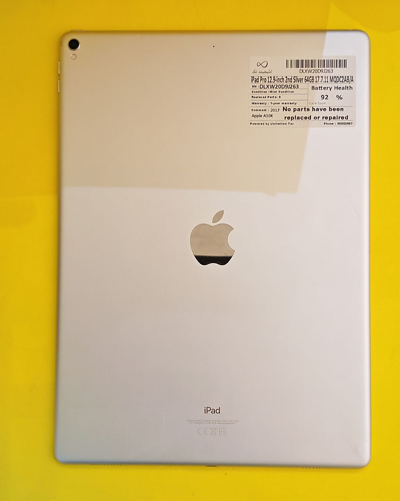 iPad Pro 12.9-inch (2nd Gen) 64GB Silver – Battery 92% Used Like New