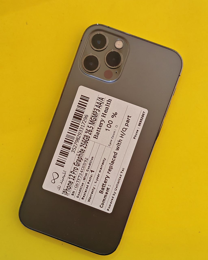 iPhone 12 Pro 256GB Graphite – Battery 100% Used Like New
