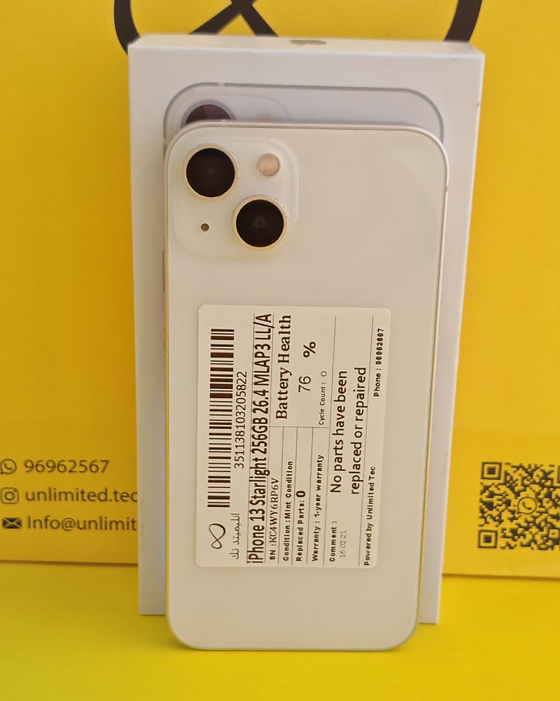 iPhone 13 256GB Starlight – Battery 76% Used Like New