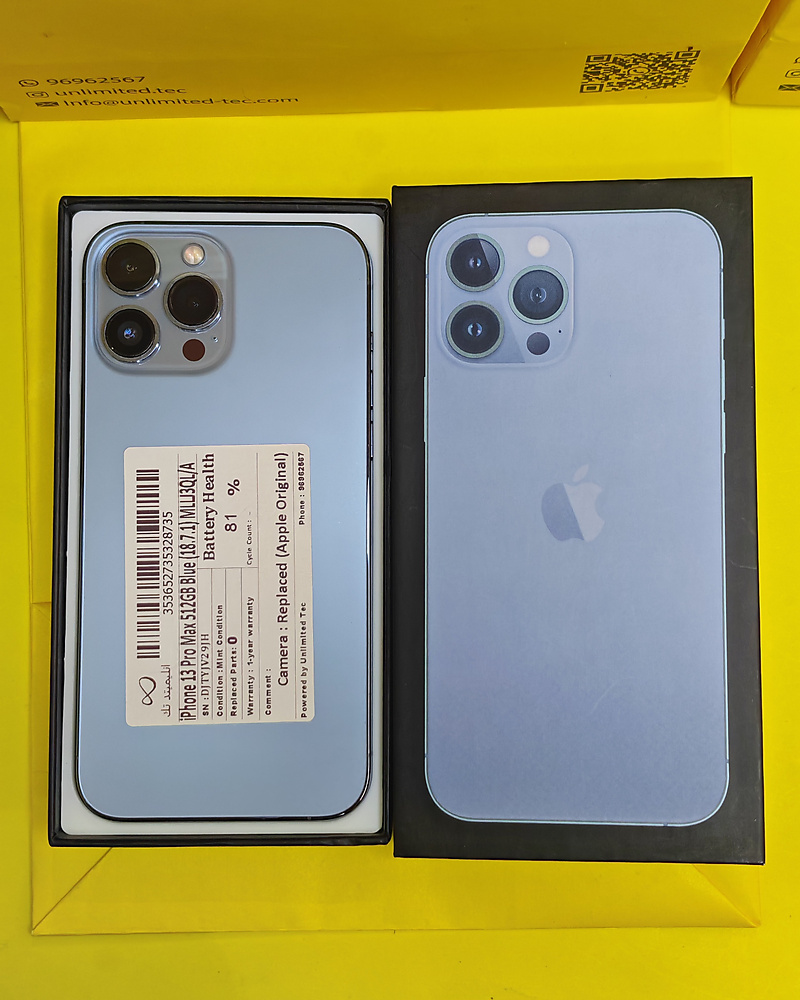 iPhone 13 Pro Max 512GB Sierra Blue – Battery 81% With Box Used Clean