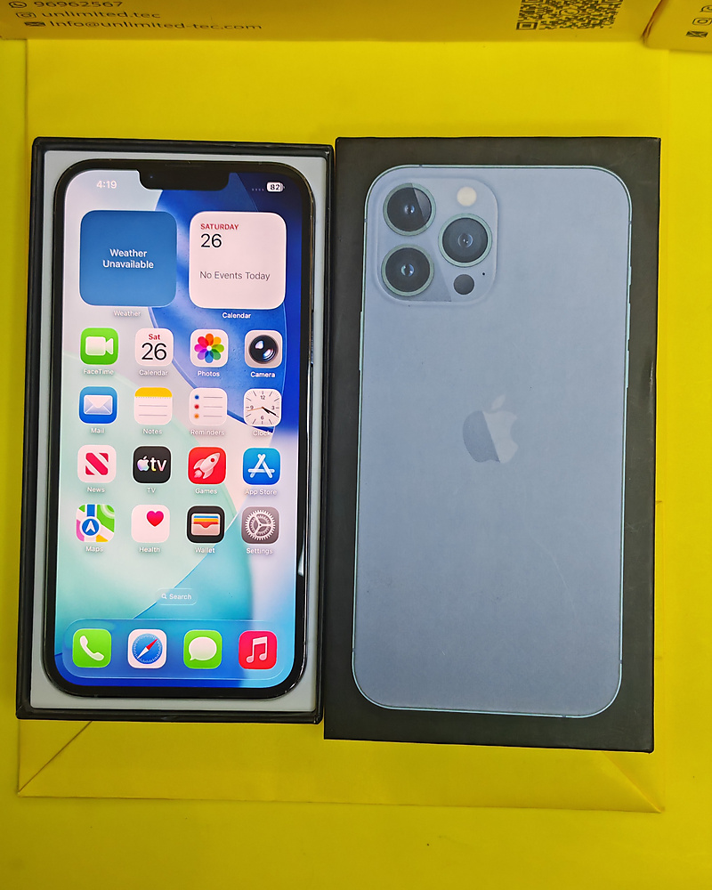 iPhone 13 Pro Max 256GB Sierra Blue – Battery 70% With Box Used Like New