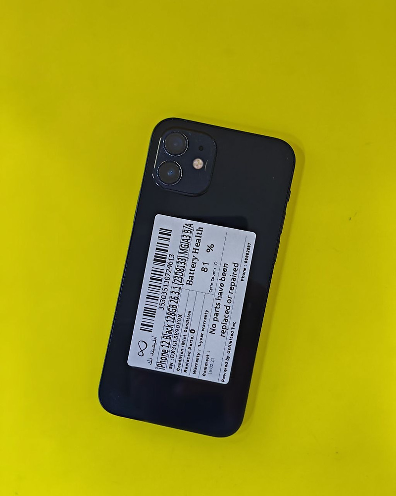 iPhone 12 128GB Black – Battery 81% Used Like New