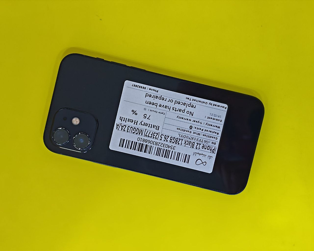 iPhone 12 128GB Black – Battery 75% Used Like New
