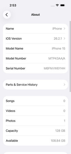 ايفون 15 – 128 جيجا – أزرق بطارية 79% مستعمل كالجديد