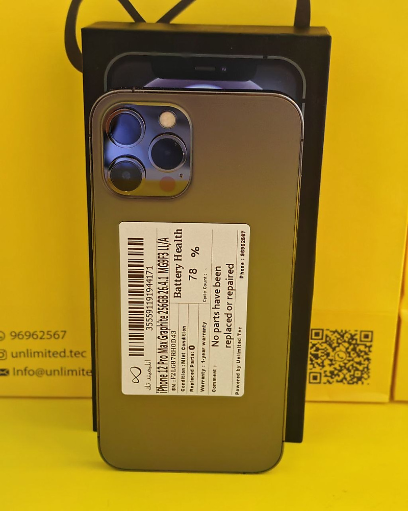 iPhone 12 Pro Max 256GB Graphite – Battery 78% Used Like New