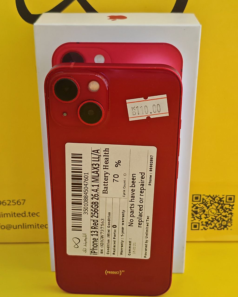 iPhone 13 256GB Red – Battery 70% Used Like New