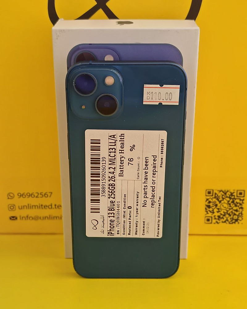 iPhone 13 256GB Blue – Battery 76% Used Like New
