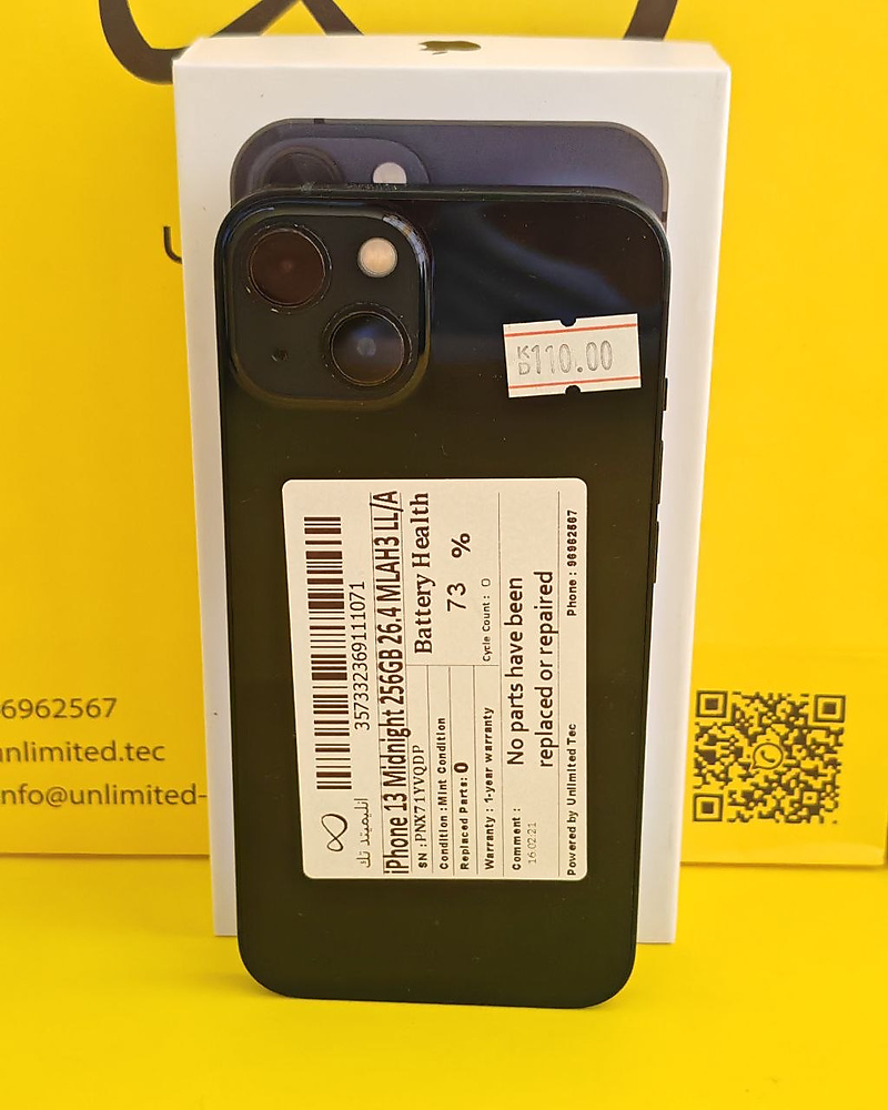 iPhone 13 256GB Midnight – Battery 73% Used Like New