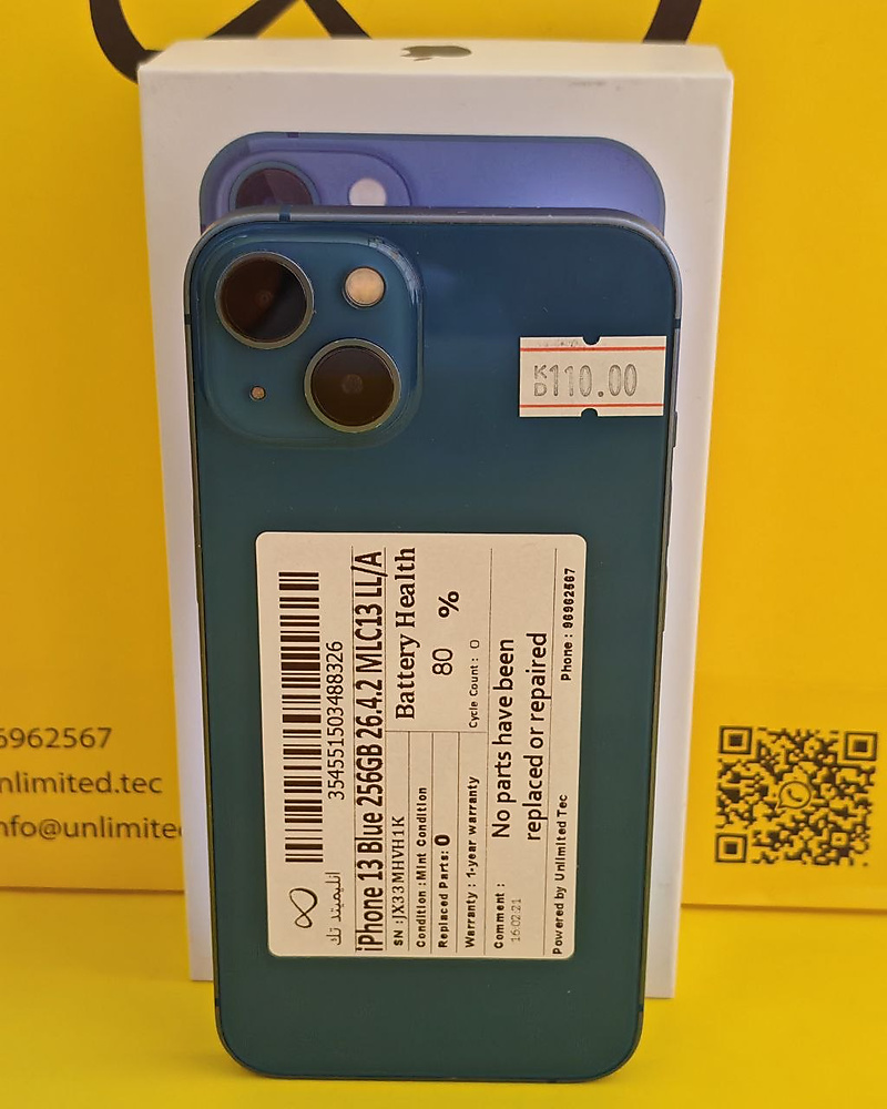iPhone 13 256GB Blue – Battery 80% Used Like New