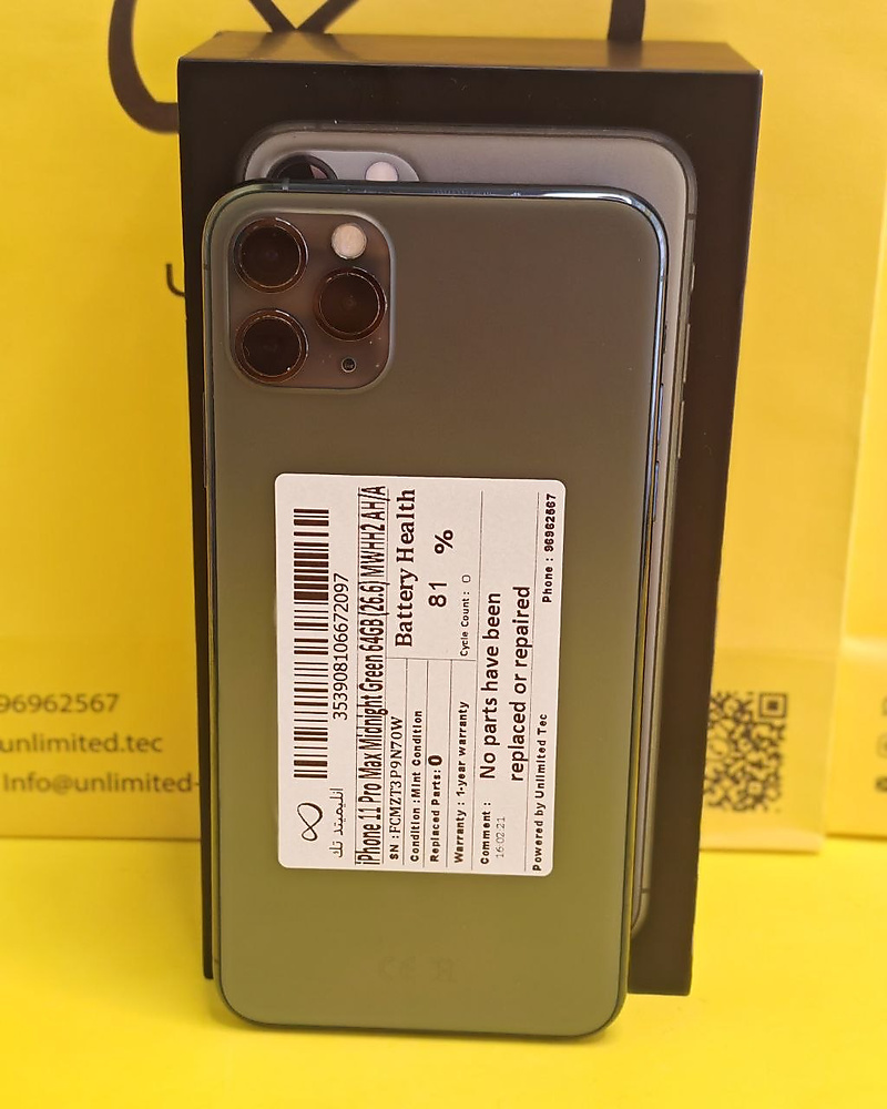 iPhone 11 Pro Max 64GB Midnight Green – Battery 81% Used Like New