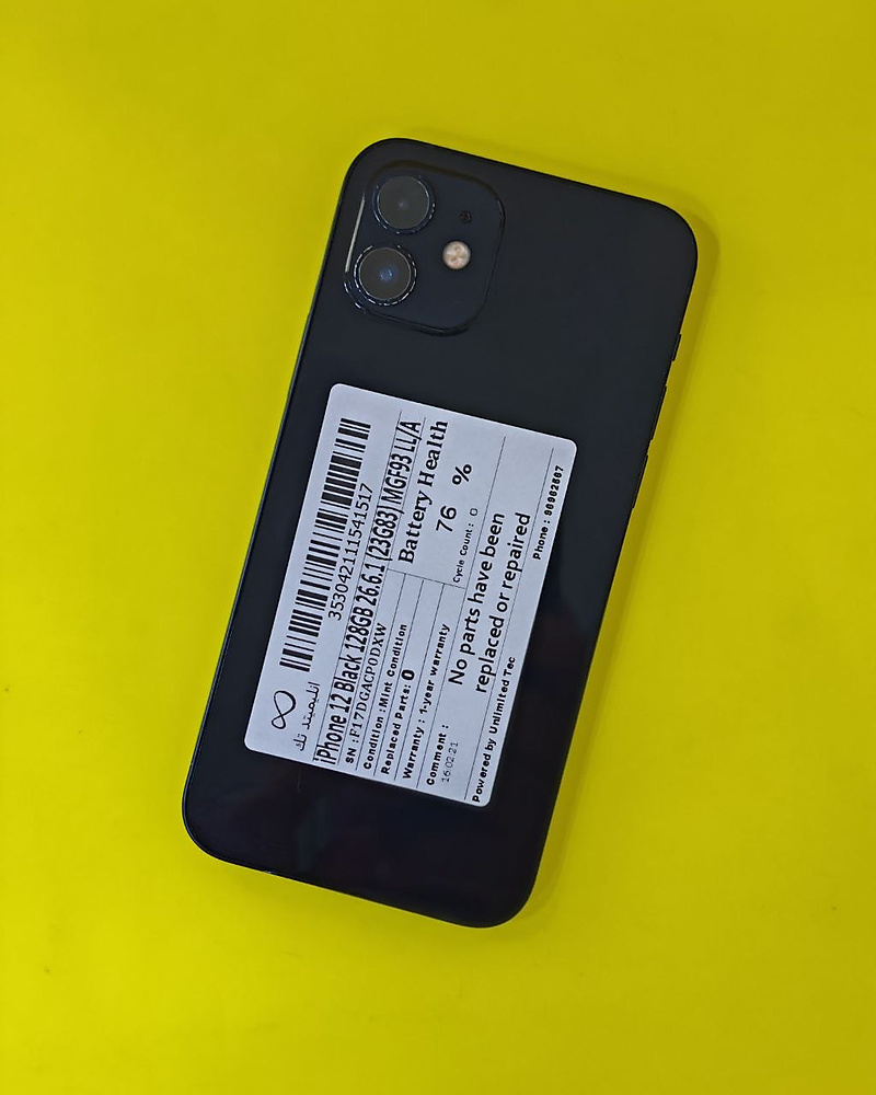 iPhone 12 128GB Black – Battery 76% Used Like New