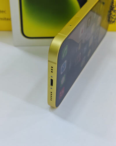 ايفون 14 256 جيجابايت أصفر – مستعمل كالجديد بطارية 83%