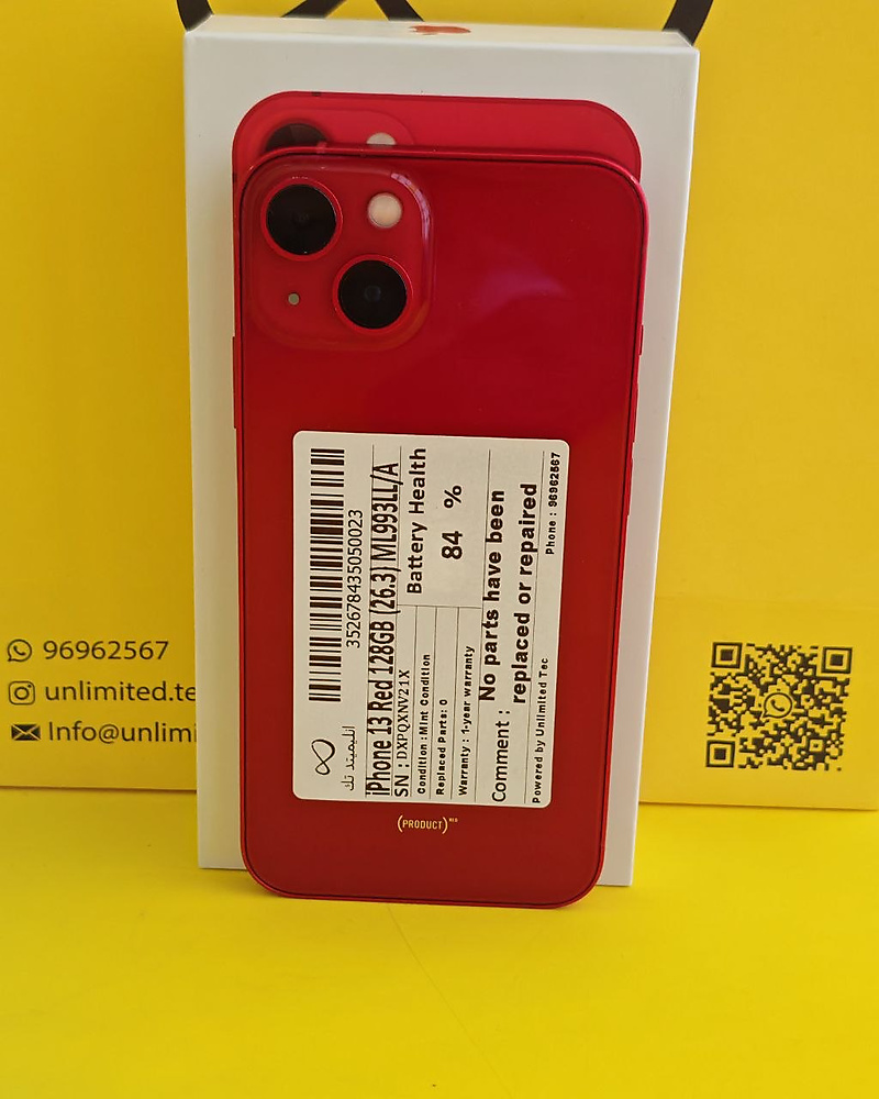 iPhone 13 128GB Red – Battery 84% Used Like New