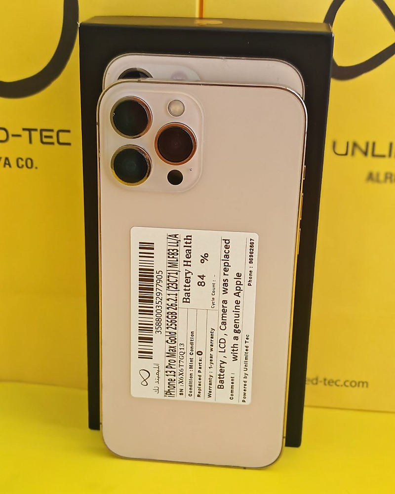 iPhone 13 Pro Max 256GB Gold – Battery 84% Used Clean